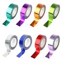 ホログラムテープDIYアクセサリー手作り用8色セット15mm*約5m誕生日パーティーキラキラテープスティックフープグリッターテープグリッターテープ自作ペン立て