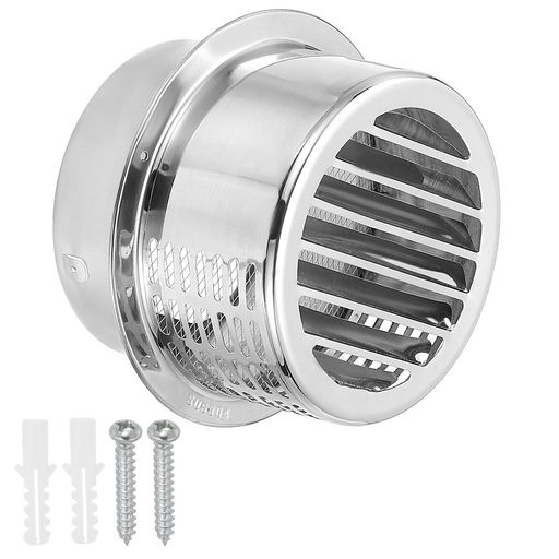 PATIKIL6”304ステンレススチールベントカバー外壁用ラウンドエアベントルーバーソフィットベントフードアウトドアHVAC排気抽出ファン用メッシュスクリーン付き