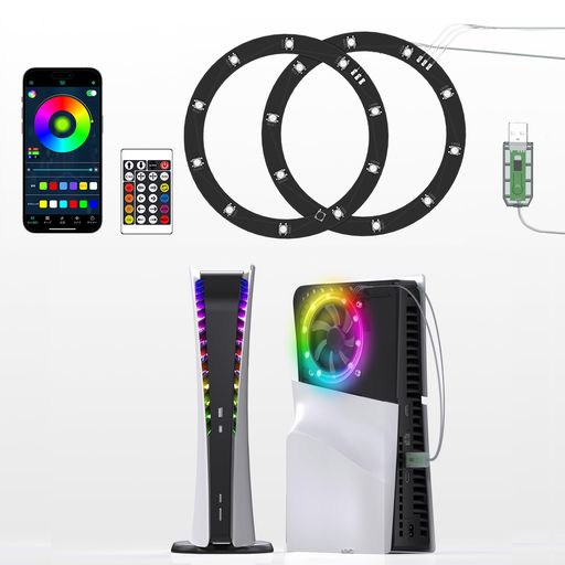 PS5リングライトRGBLEDライト8モード設定400以上の選択PS5/PS5Slim/PS5Pro本体用リングライトps5周辺機..