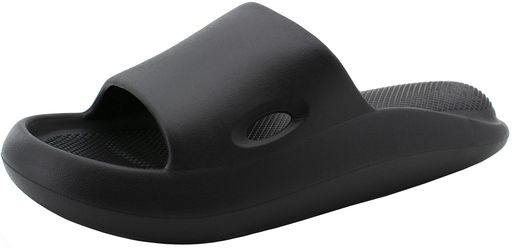 [Alvisto]理学療法士推奨スリッパ室内サンダル4cm超厚底エアースリッパルームシューズレディースメンズベランダバストイレ軽量静音防滑柔らか抗菌防臭EVAairslippersブラック24.5-25.0cm