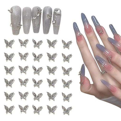 UrbanPulseバタフライネイルアートアクセサリーネイルパーツ蝶3D立体蝶ジルコンネイルパーツ可愛いジル..