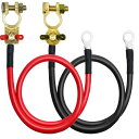 KILIGEN16MM250CMバッテリー電源インバーターケーブル(最大100A)バッテリー端子付き赤+黒の錫メッキ銅バッテリーインバーターケーブルオートバイ、自動車、マリンボート用