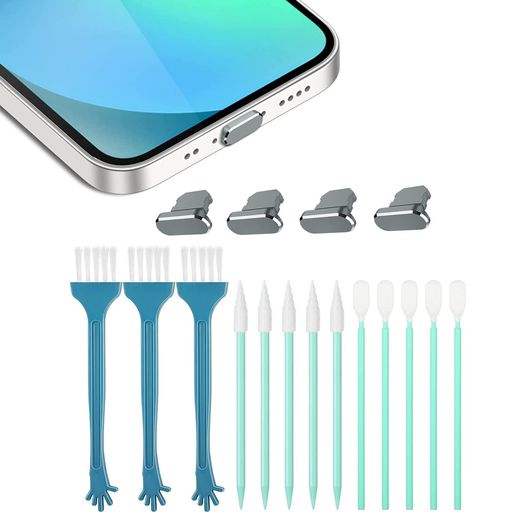 SHULLIN17点セットIPHONELIGHTNINGコネクタ用アルミニウム製保護キャップスマホダストキット防塵キャップコネクタカバーライトニング充電口コネクタダストプラグIPHONE13/12/11/XSMAX/XR/X