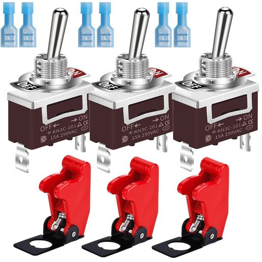 Kiligen安全カバーマリントグルスイッチ12VDC20Aトグルスイッチ110VAC15A高耐久SPSTオン/オフ2ピン自動車トラックボート用