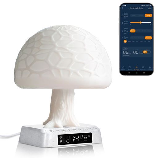 きのこの木光目覚ましライトAPP制御生物時計調整ライト、日の出・日没の時刻設定、多機能タイマー、ナ..