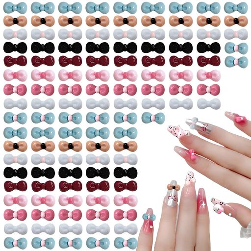 ネイルパーツリボン120個セット立体こんしょくの蝶ネクタイ蝶々リボンネイルパーツ可愛いネイルアート..