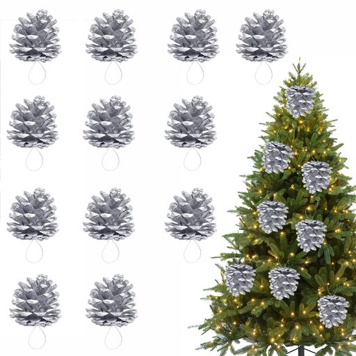 yowodanaクリスマスオーナメントクリスマス天然松ぼっくり松笠ストリング付き装飾品約4~5cm12個入り天然加工素材には軽く可愛いクリスマスツリー飾り松の実装飾クリスマス新年インテリア…