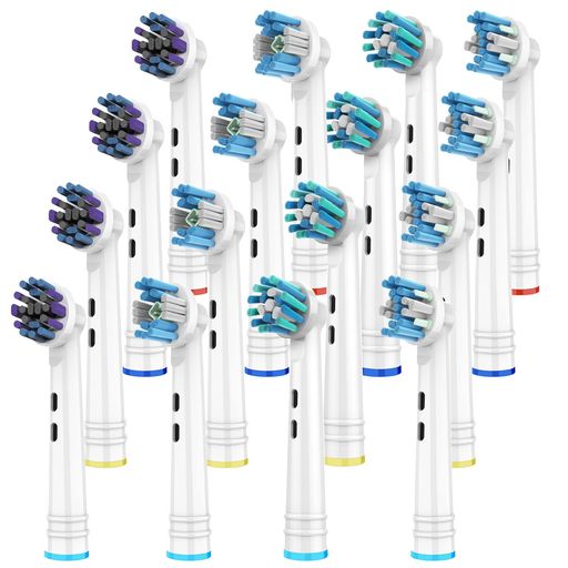 FIRIK電動歯ブラシオーラルB替えブラシの互換品マルチアクションブラシ3D美白クリーニング歯間ワイパー付ブラシ四種類丸形回転シリーズ対応家庭用セット16本