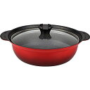和平フレイズ土鍋より軽くて丈夫マーブルコート焼付塗装卓上鍋27cm9号サイズ4-5人用IH・ガス対応ガラス蓋付紅丈膳RB-1676赤