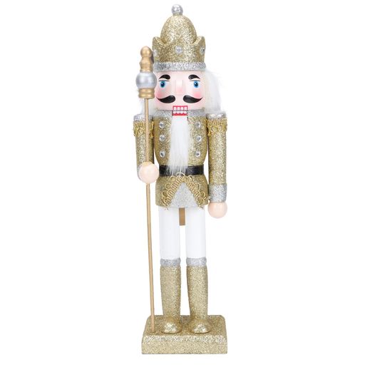 AMOSFUNくるみ割りにんぎょう置物クルミフィギュアオーナメント木製かわいい北欧ゴールド卓上飾り玄関装飾インテリア1個