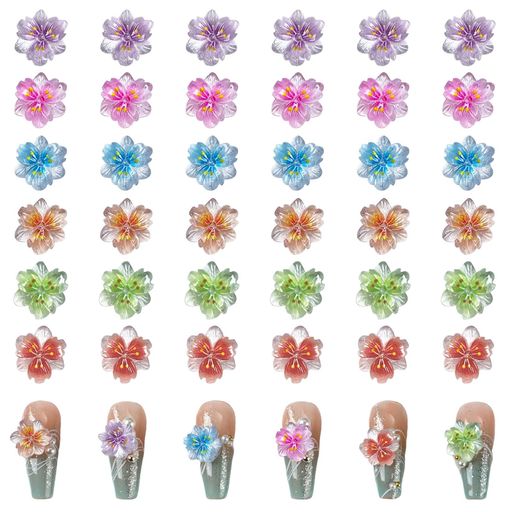 ネイルパーツ花36個3D立体桜ネイルパーツストーン可愛い大きめクリアオーロラさくらフラワーネイルアー..