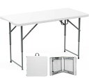 NIJOSTORE折りたたみテーブルアウトドア作業台商談テーブル展示会用大型122x60x74cm耐荷重120kg高さ3段階調整組立不要軽量屋外/室内兼用ホワイ...