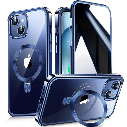 【多機能隠しスタンド・マグセーフ対応・覗き見防止】WTAIYUNiPhone15用ケース全面保護CDリング縦横両対応ワイヤレス充電対応米軍MIL規格耐衝撃高感度タッチ両面いphone15カバーストラップホ…