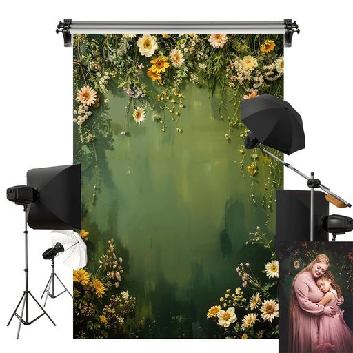 Kate1.5x2.2m背景布グリーン抽象花写真背景スタジオ撮影用道具カスタマイズ可能な背景