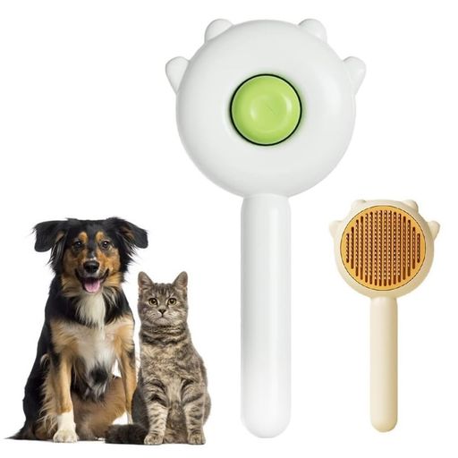 MACUJOペットコーム2個入り猫犬ワンタッチ魔法のペットコームワンプッシュマジックペットコームペットヘアクリーニングブラシ痛くない抜け毛取りペットブラシ長毛短毛美容コーム結び…