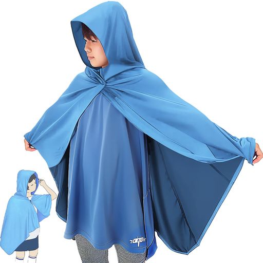 [SHICHANG]肌温度-15°Cの冷感ポンチョ冷却クールタオル冷感タオル冷感れいかんグッズクールケープスポーツタオル冷感ポンチョサッカー熱中症対策暑さUV対策スポーツ日常生活ブルー