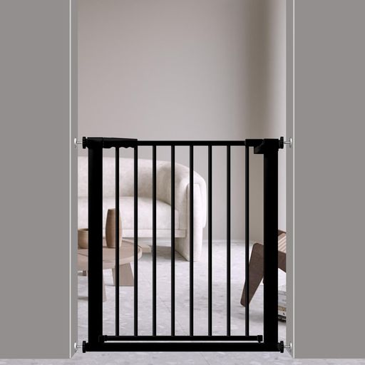 Seogvaベビーゲート取付幅75-83cm高さ78cmブラックゲート突っ張り式バリアフリーベビーゲートペットゲ..