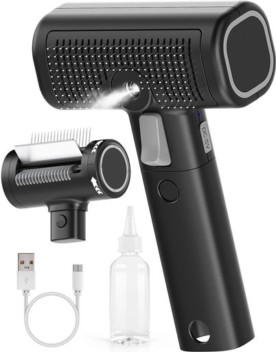 WOWOOFPET5-in-1猫スチームブラシ&グロメットレーキ、長髪または短髪の屋内猫用の猫の櫛、脱毛と絡み解..