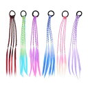 SHULLIN6色セットキッズメッシュエクステンションヘアエクステウィッグ三つ編み編み込みグラデーションカラーエクステウィッグカラフルキッズ髪ウィッグ髪の毛付け髪ワンタッチダンス…