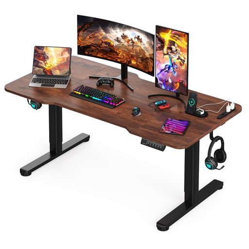 Sunonパソコンデスク電動昇降式ローデスクコンセント/USBポート付き高さ調整安定昇降モニターアーム対..