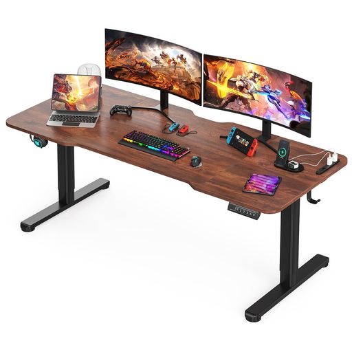 Sunonパソコンデスク電動昇降式ローデスクコンセント/USBポート付き高さ調整安定昇降モニターアーム対応障害物検知機能収納フック/ケーブルマネージャー付き耐荷重80kgゲーミングデスク…(3)