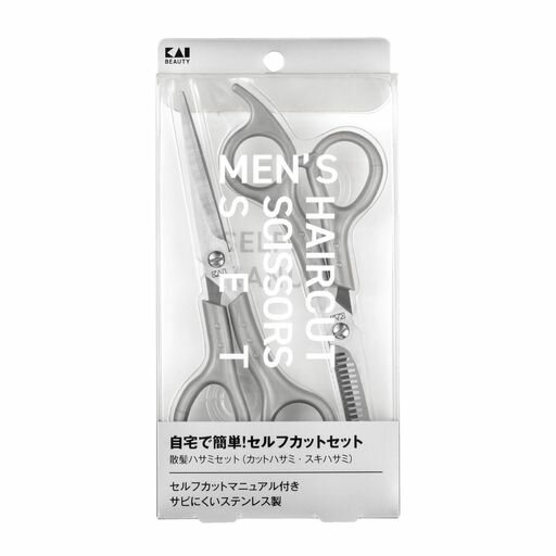 貝印KAIヘアカットセットセルフカットマニュアル付ステンレス刃物鋼メンズ散髪ハサミスキハサミKQ3205 貝印KAIヘアカットセットセルフカットマニュアル付ステンレス刃物鋼メンズ散髪ハサミスキハサミKQ3205