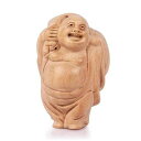 木彫り仏像布袋さん置物8CM桃木製七福神置物木彫り金運お守り(C)(3)