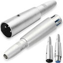 XIATIAOSANNXLR3ピンオス-6.35MMメス変換アダプターソケットオーディオコネクターTRSジャック、XLRメス-6.35MMメスマイクミキサーステレオコンバーターシルバー、4個(2)