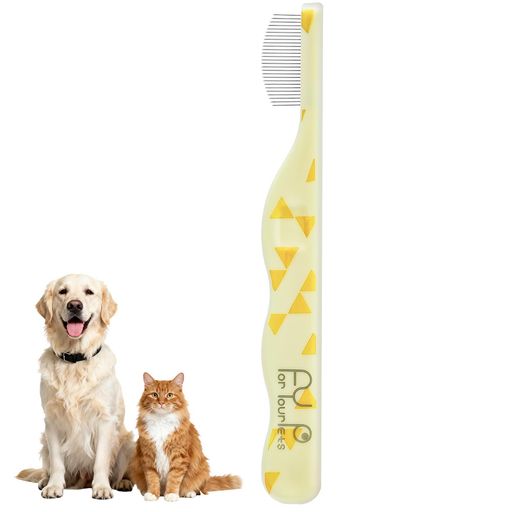 Useekooペットコームペットブラシ犬猫涙やけくしのみとりコームノミ取り櫛犬用涙やけ除去用くし肌にや..