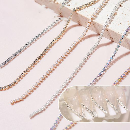 6種類ネイルチェーン30cmネイルチェーンゴールドネイルパーツチェーンネイルアートパーツネイルデコパーツネイルストーンチェーンラインストーンチェーン細いラインス...