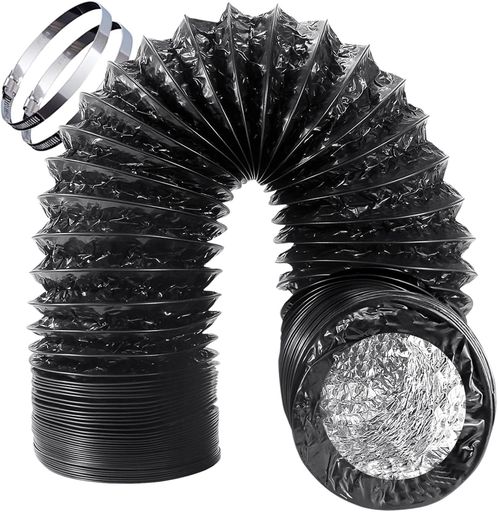 Okryainダクトホースホースバンド付きセット75mm-200mmフレキシブルダクトPVC三層構造伸縮式換気パイプ耐熱防水(PVC強化版150mm-5m)