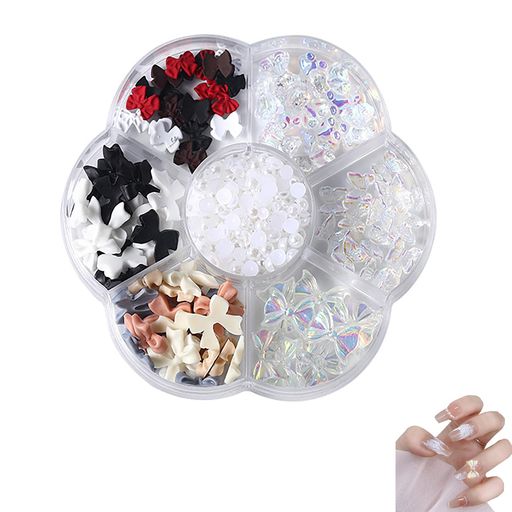 LUYINGネイルパーツリ3D立体蝶結び蝶々ネイルアートパーツびボン蝶クマ半円パール可愛いジュエリーパー..