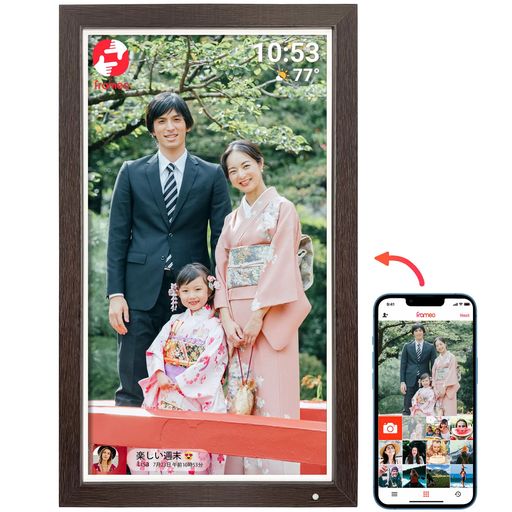 FRAMEOデジタルフォトフレーム21.5インチ大型WiFiデジタルフォトフレーム、1920*1080フルHDディスプレイ、32GBメモリ、リモコン、壁掛け、FrameoAPP経由で写真やビデオを共有するのは簡単です