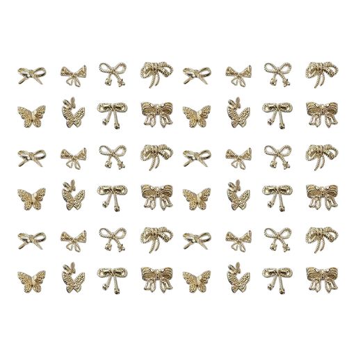 MAEXUSネイルパーツ蝶結び50個入り3D立体デコパーツリボン蝶々ネイルパーツダイヤモンドフラッシュネイ..