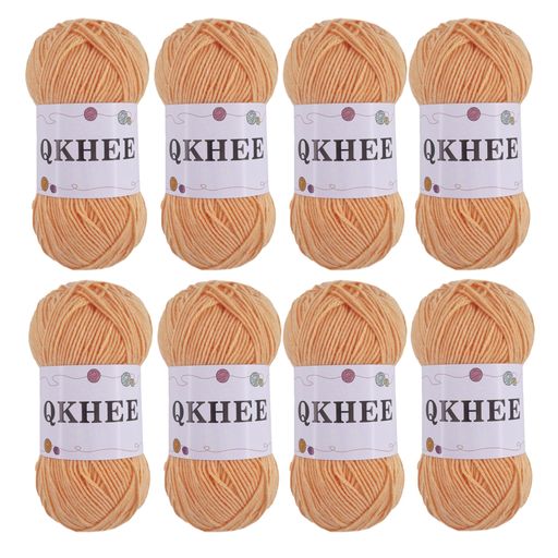 QKHEEコットンヤーン合太中細毛糸単色8玉セット1玉約50g180mかぎ針編み編み物編み糸織り糸ぬいぐるみ用..
