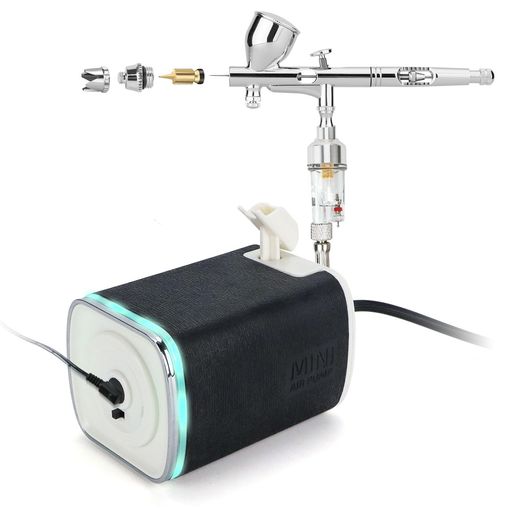 AnestyAQuieto静音エアブラシコンプレッサーセット工具不要の簡単着脱ノズル0.3mm口径エアーブラシ安定..