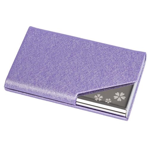 [Fukuhana]名刺入れメンズレディース合皮薄型選べる多色名刺が折れない専用の化粧箱が付き(桜パープル)