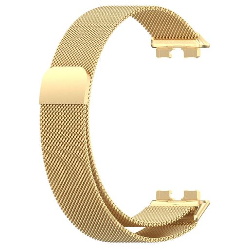 [SOOYEEH]HUAWEI用BAND8用ベルトファーウェイ用BAND9用交換バンドステンレス製金屬ベルトミラネーゼループ裝著簡単8色可選マグネットロック(ゴールド)