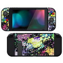 PLAYVITALスイッチに対応する保護ケース、SWITCHに対応用ソフトTPUスリムケースカバーカラフルなABXYボタンキャップ付き【ウォーターカラースプラッ...