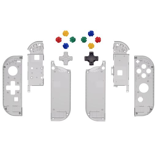 eXtremeRateスイッチジョイコンとswitch有機elに対応用クリア素材のハンドヘルドコントローラーハウジング(D-Padバージョン)、またフルセットボタンが付き(switchとコンソールケースは含まれて…