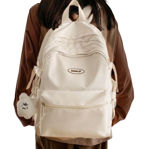 [ZESU]リュックレディース韓国大容量通学リュックサック高校生女子通勤学生男女旅行タウンリュックバックパックスクールりゅっくさっくアウトドア可愛い黒(ホワイト)