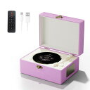 ポータブルCDプレーヤー、レトロデザイン、充電式3600MAHバッテリー、リモコン付き(PURPLE)(2)