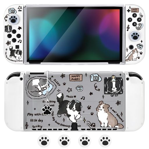 DLseegoSwitchOLEDケースSwitchOLED分体式カバーSwitch有機elモデル用カバー半透明スイッチ有機elモデルカバー全面保護軽薄量滑り止め汚れ防止耐衝撃着脱簡単TPU製アナログスティックカバー