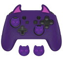 PlayVitalCuteDemonNintendoSwitchProコントローラー対応用シリコングリップカバージョイスティックキャップやステッカーシール付属【パープル】