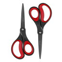 LIVINGO2本セット21cmチタングルーレスハサミはさみ事務用プレミアムフッ素コートステンレス快適なソフトハンドル超鋭手芸いハサミ(あか/くろ)
