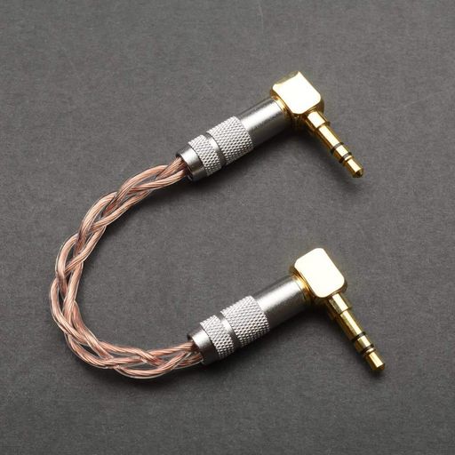 cooyinオーディオケーブル3.5mmステレオミニプラグオス-オス短い単結晶無酸素銅ポータブルヘッドホンアンプ(DAC)、DAP、ヘッドホンアンプに適合する両側L型