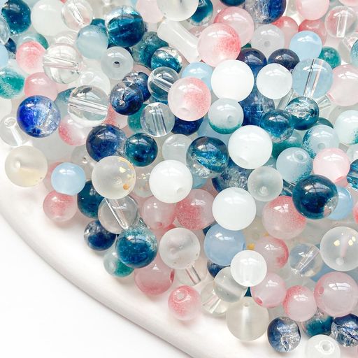 【100g大容量福袋】Harovoガラスビーズミックスセット(10mm/8mm多サイズ混入)ビーズパーツアクセサリー..