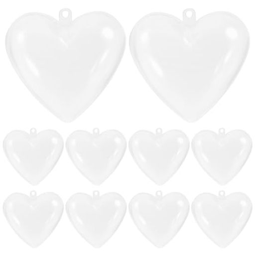 iplusmile10個ハート型クリスマスプラスチックボール6.5cm透明中空ボールDIY飾りボールクリスマスオー..