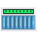 DELEIPOW 単三電池 充電器セット 8スロット充電器 8本大容量単3充電池3000MAH ニッケル水素電池 自然放電抑制 環境保護 约120...