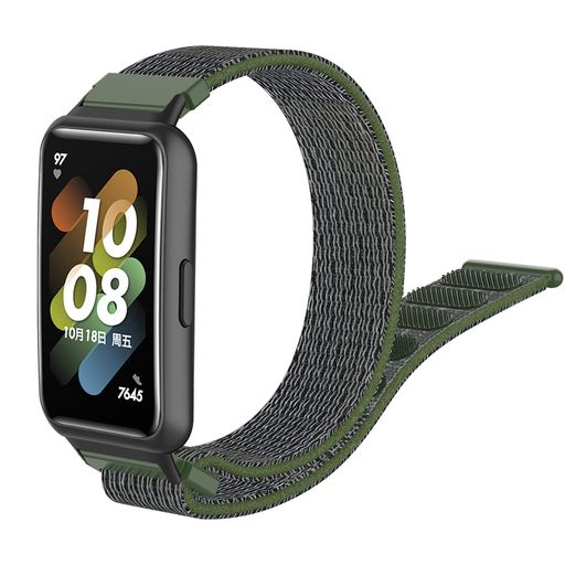 [RoSoki]HuaweiBand7対応バンドナイロンバンドストラップスポーツストラップ軽量柔軟性調節可能速乾性耐汗性ファッション交換ベルトベルクロバンドHuaweiBand7対応グリーン